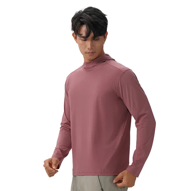 Men's Compression Hooded Long Sleeve Fitness T-Shirt – Running, Gym & Workout Performance Top