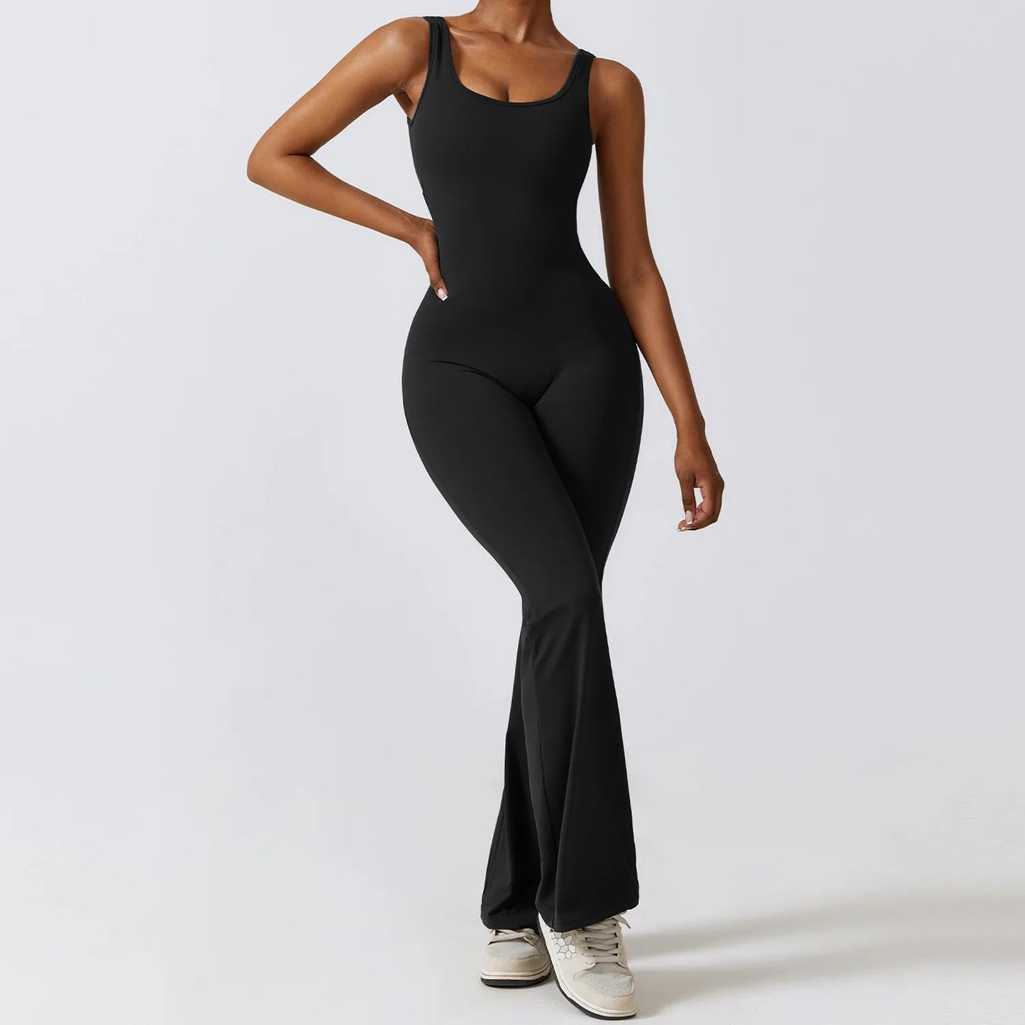 Women’s Fitness Yoga Jumpsuit – Push-Up Stretch Workout Bodysuit
