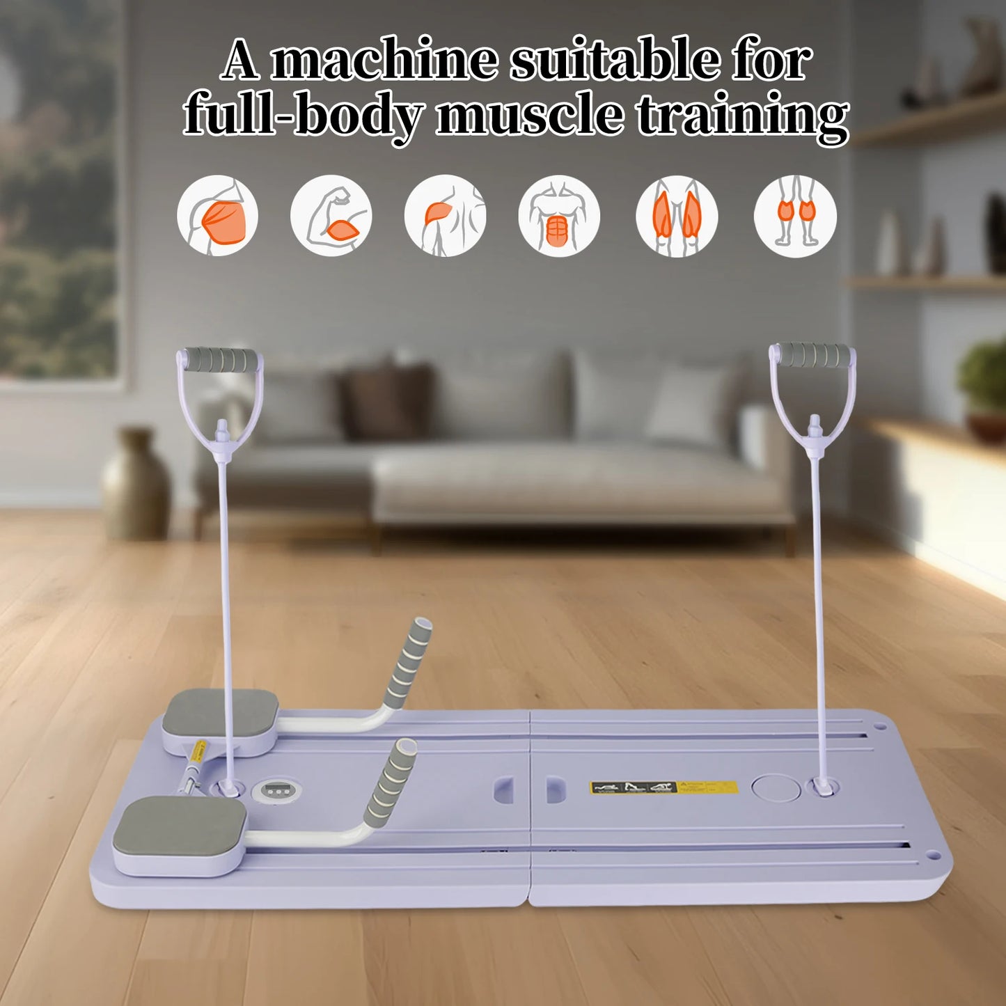 Foldable Pilates Reformer Fitness Board – Full Body Workout Equipment with Automatic Rebound