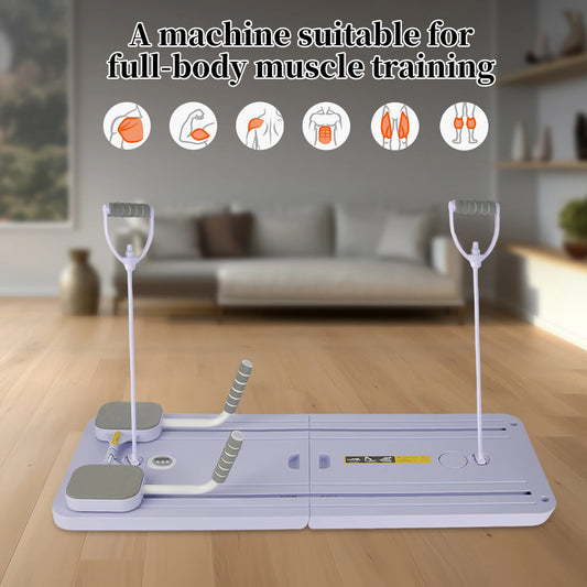 Foldable Pilates Reformer Fitness Board – Full Body Workout Equipment with Automatic Rebound