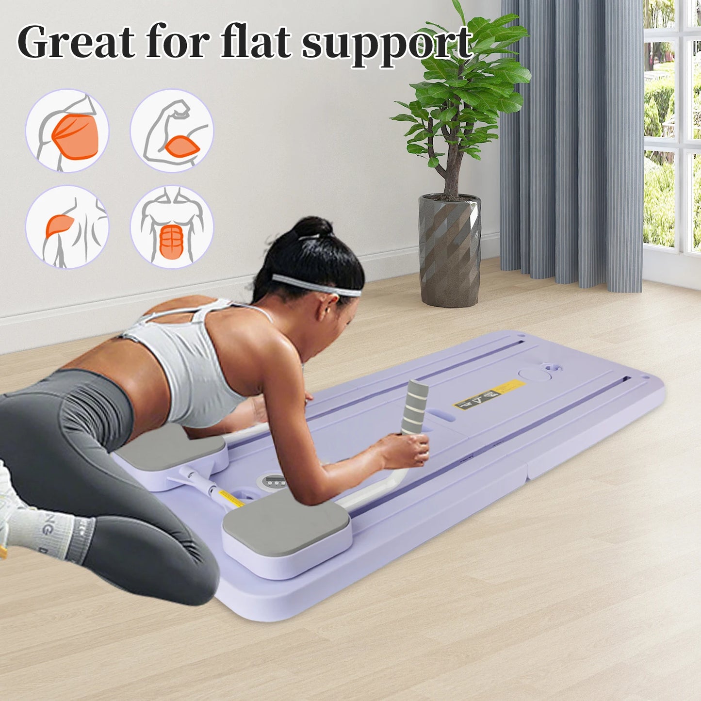 Foldable Pilates Reformer Fitness Board – Full Body Workout Equipment with Automatic Rebound
