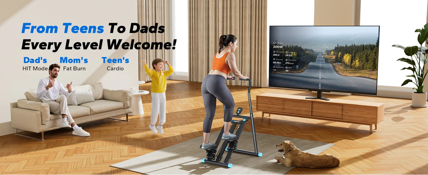 MERACH Stair Stepper Black Vertical Compact Folding Exercise Climber with Adjustable Handlebar & Pedals for Leg & Core Training