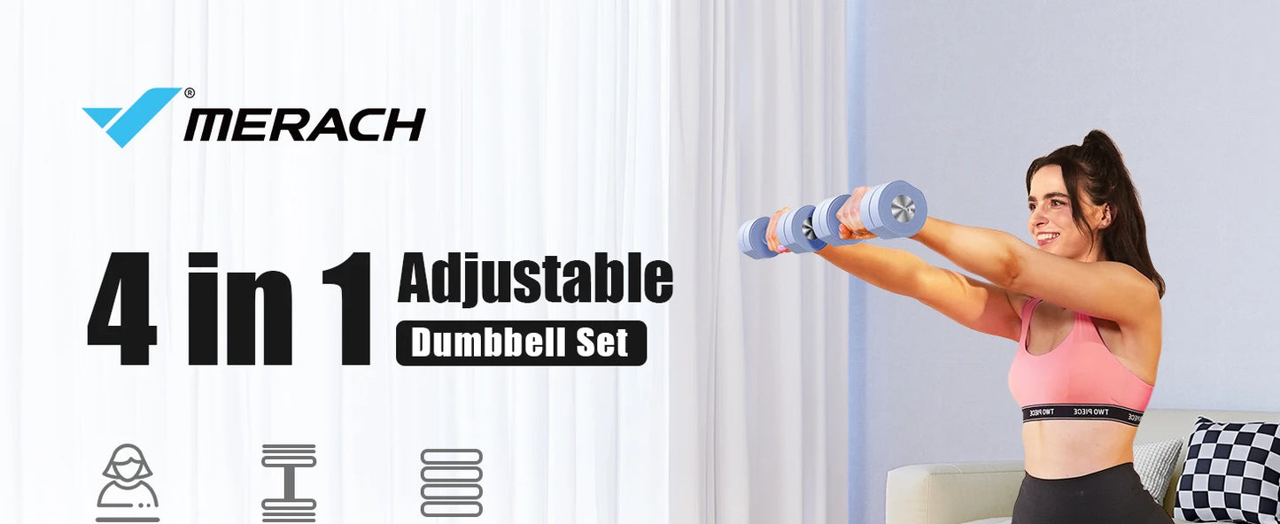 MERACH Adjustable Dumbbell Set (2 Pack) – 4-in-1 Home Fitness Hand Weights
