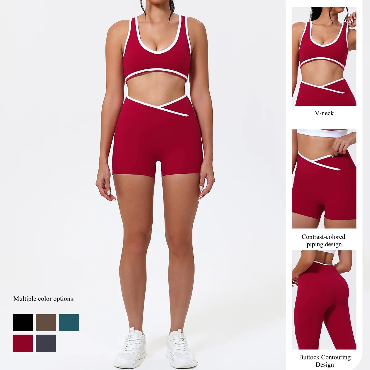 Women's 2-Piece Yoga Set – Sports Bra with Padded Cups & High-Waisted Cross-Back Leggings