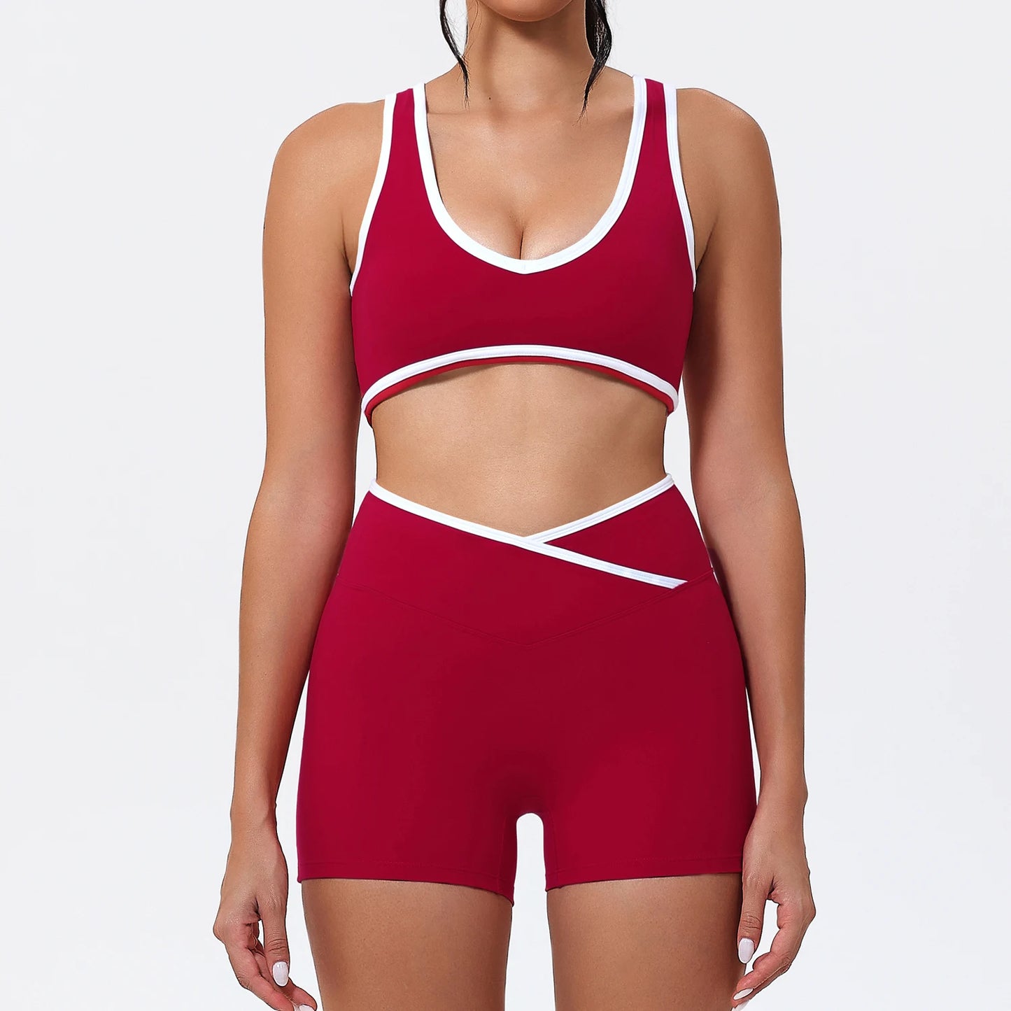 Women's 2-Piece Yoga Set – Sports Bra with Padded Cups & High-Waisted Cross-Back Leggings