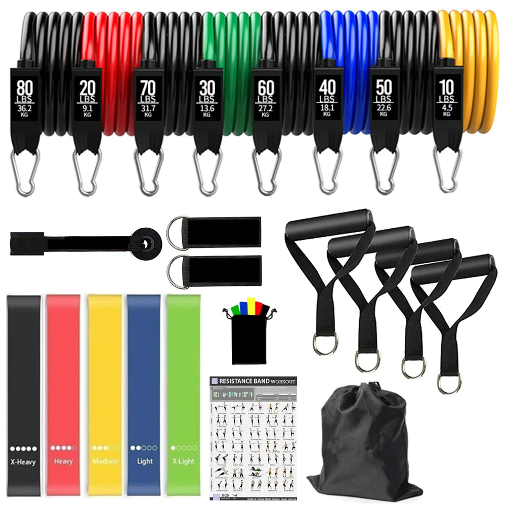 Workout Bar Resistance Bands Set – Pilates, Yoga & Home Gym Training Equipment