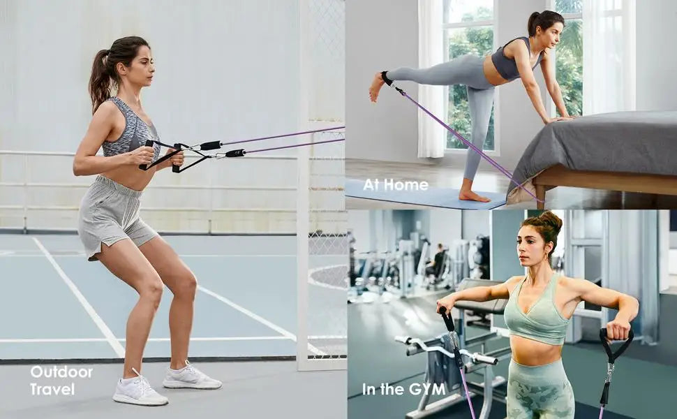 Workout Bar Resistance Bands Set – Pilates, Yoga & Home Gym Training Equipment