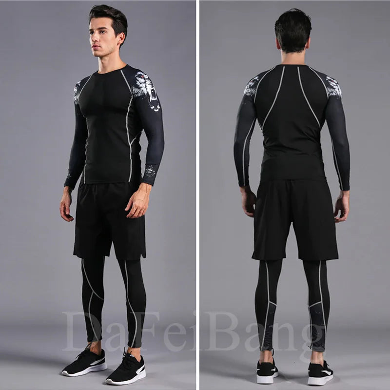 Men’s Compression Sports Suit – Quick-Dry Fitness & MMA Training Set