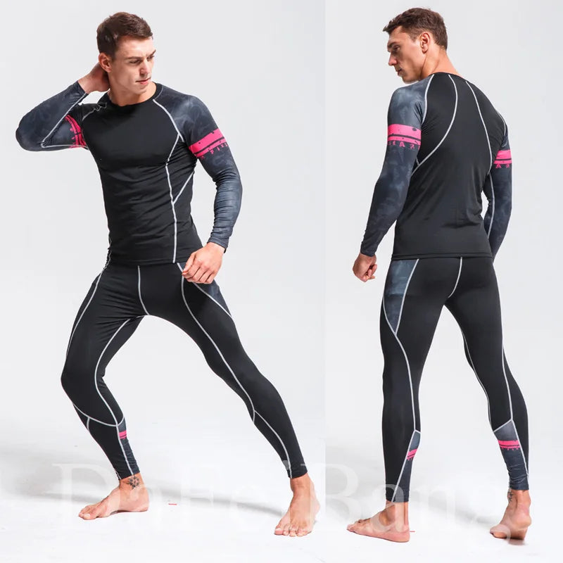 Men’s Compression Sports Suit – Quick-Dry Fitness & MMA Training Set