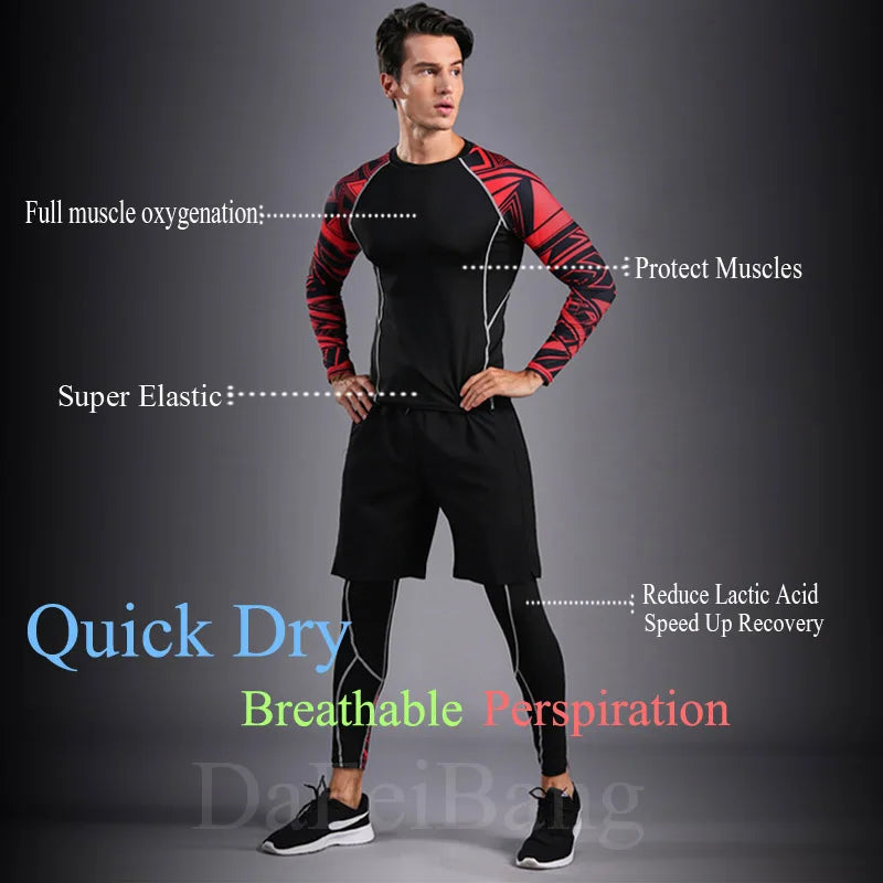 Men’s Compression Sports Suit – Quick-Dry Fitness & MMA Training Set
