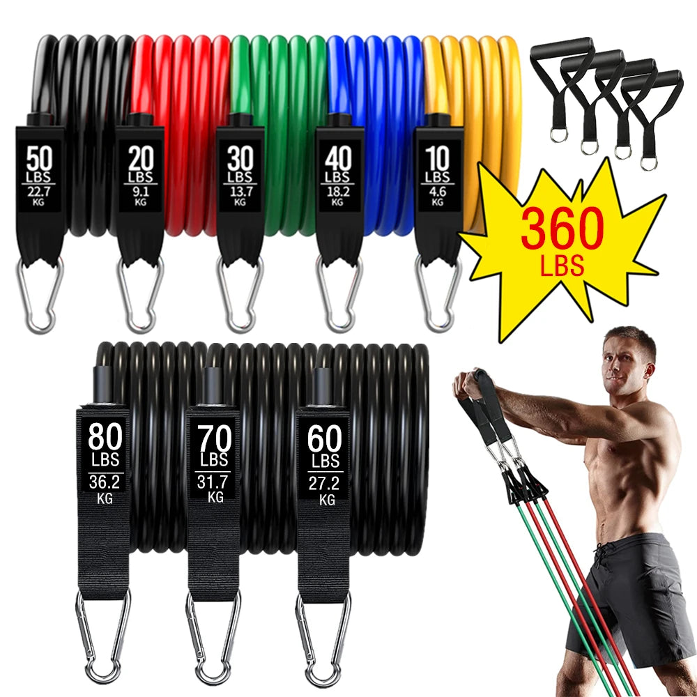 Workout Bar Resistance Bands Set – Pilates, Yoga & Home Gym Training Equipment