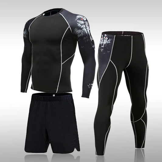 Men’s Compression Sports Suit – Quick-Dry Fitness & MMA Training Set