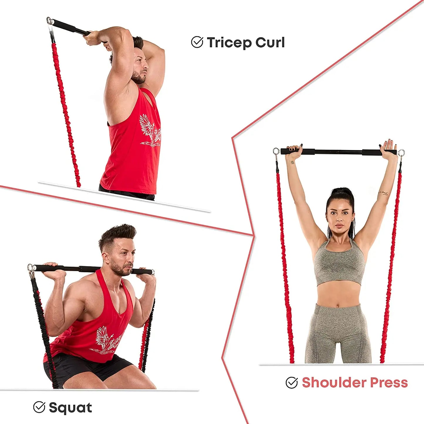 Workout Bar Resistance Bands Set – Pilates, Yoga & Home Gym Training Equipment