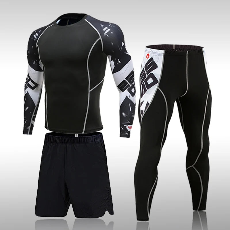 Men’s Compression Sports Suit – Quick-Dry Fitness & MMA Training Set