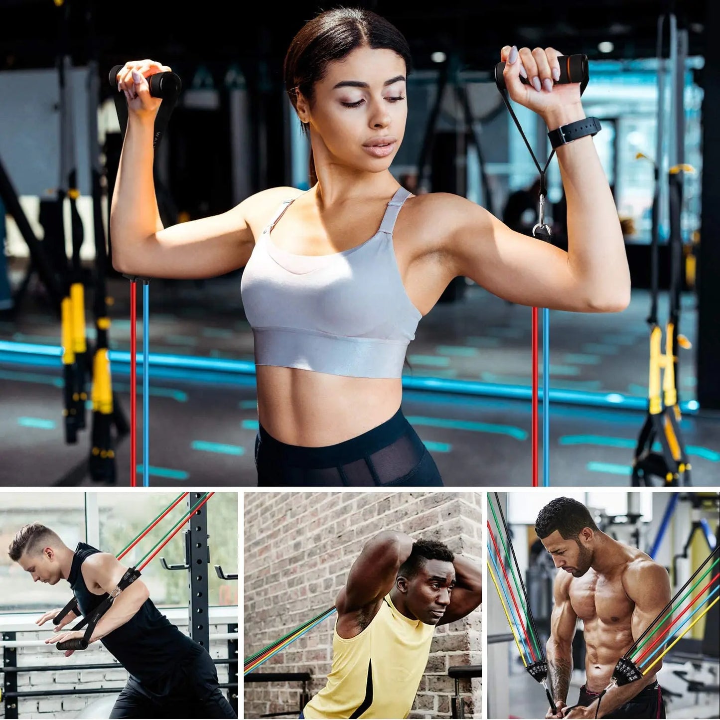 Workout Bar Resistance Bands Set – Pilates, Yoga & Home Gym Training Equipment