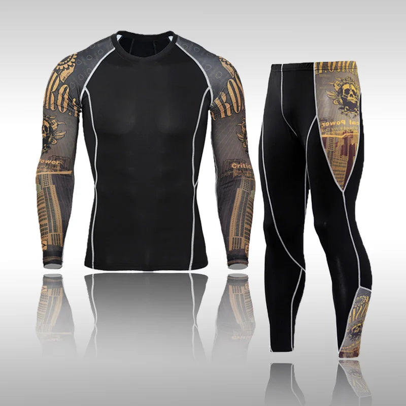 Men’s Compression Sports Suit – Quick-Dry Fitness & MMA Training Set