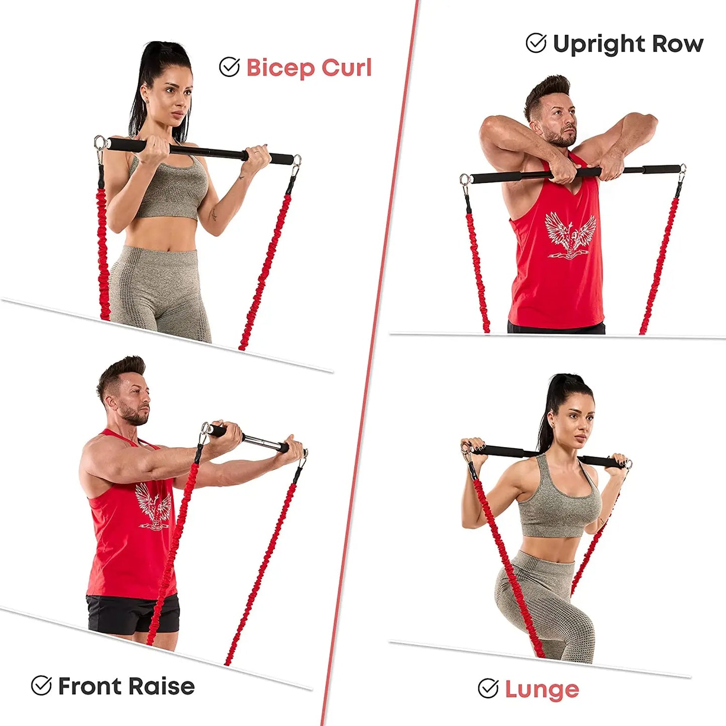 Workout Bar Resistance Bands Set – Pilates, Yoga & Home Gym Training Equipment