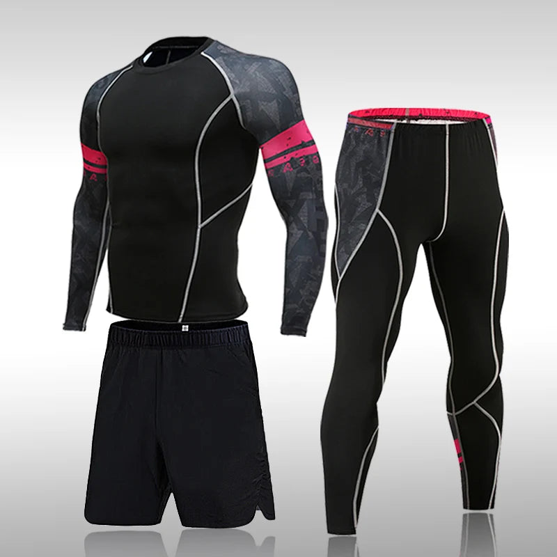 Men’s Compression Sports Suit – Quick-Dry Fitness & MMA Training Set