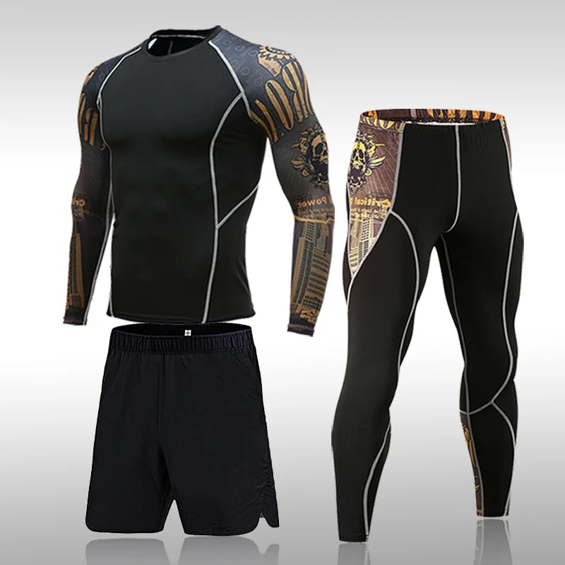 Men’s Compression Sports Suit – Quick-Dry Fitness & MMA Training Set