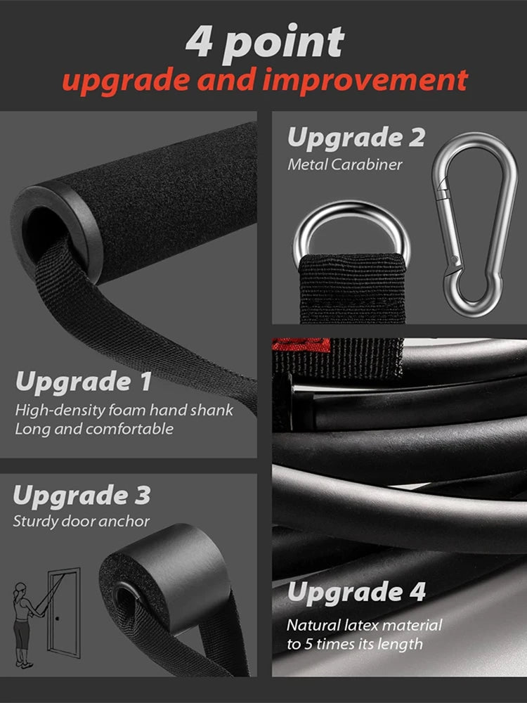 Workout Bar Resistance Bands Set – Pilates, Yoga & Home Gym Training Equipment