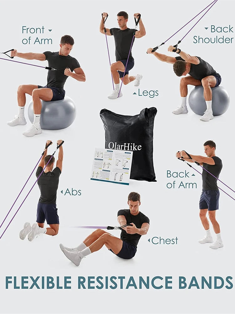 Workout Bar Resistance Bands Set – Pilates, Yoga & Home Gym Training Equipment