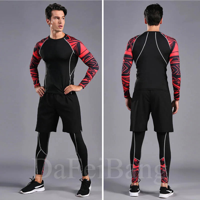 Men’s Compression Sports Suit – Quick-Dry Fitness & MMA Training Set