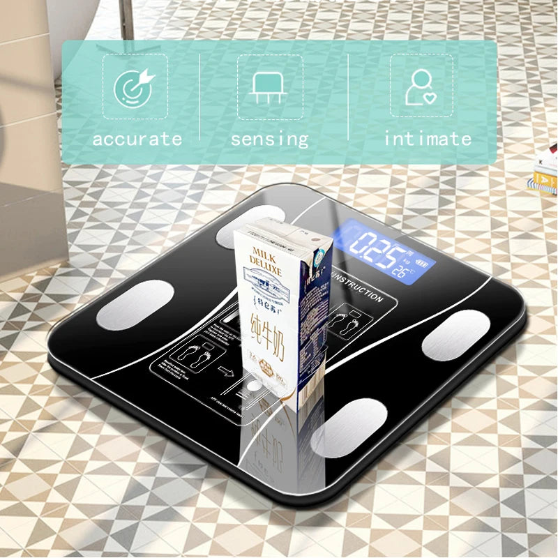 Smart Wireless Digital Bathroom Scale Bluetooth Body Fat Composition Analyzer with Smartphone App - Body Weight Tester