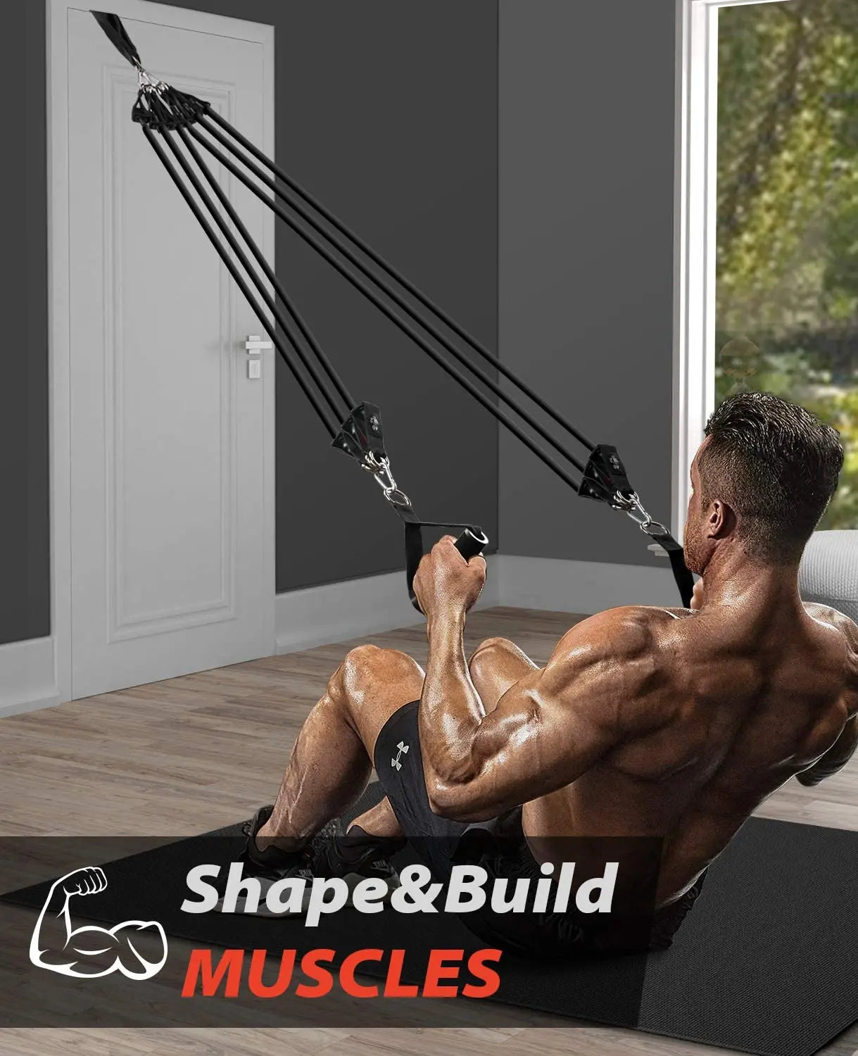 Workout Bar Resistance Bands Set – Pilates, Yoga & Home Gym Training Equipment