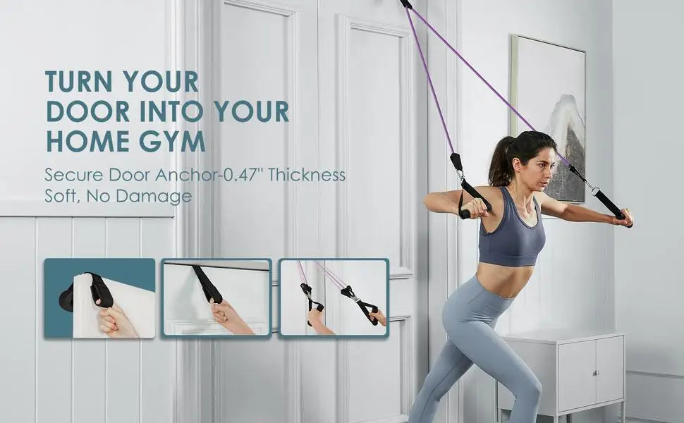Workout Bar Resistance Bands Set – Pilates, Yoga & Home Gym Training Equipment