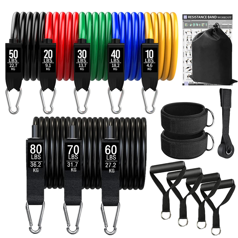 Workout Bar Resistance Bands Set – Pilates, Yoga & Home Gym Training Equipment