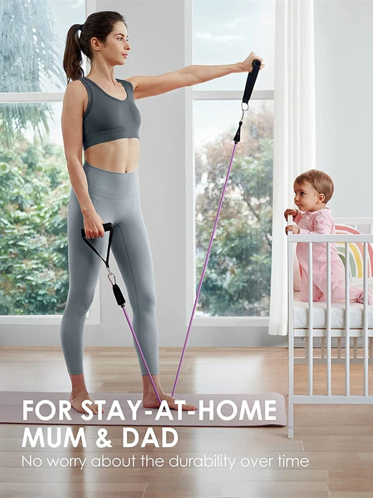 Workout Bar Resistance Bands Set – Pilates, Yoga & Home Gym Training Equipment