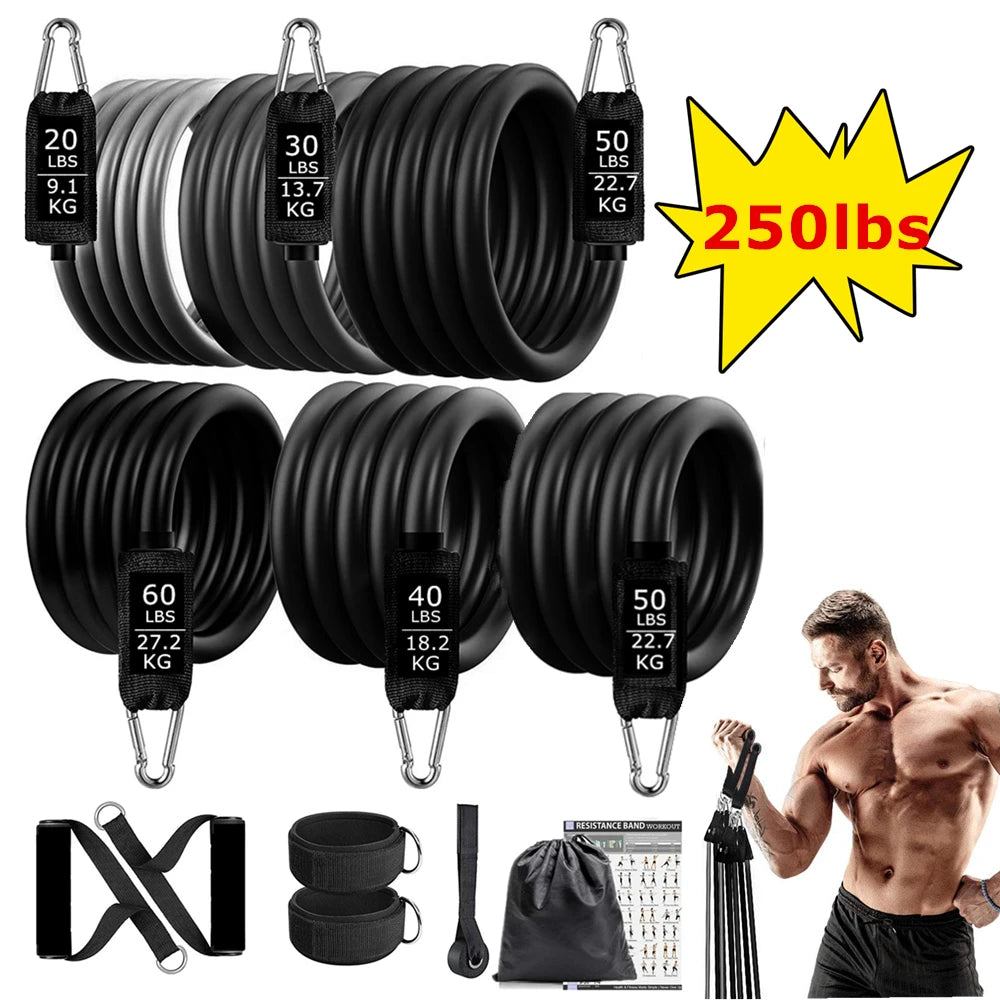 Workout Bar Resistance Bands Set – Pilates, Yoga & Home Gym Training Equipment