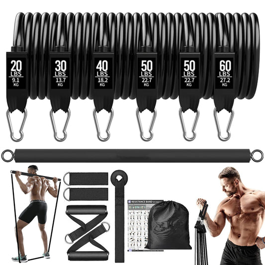 Workout Bar Resistance Bands Set – Pilates, Yoga & Home Gym Training Equipment