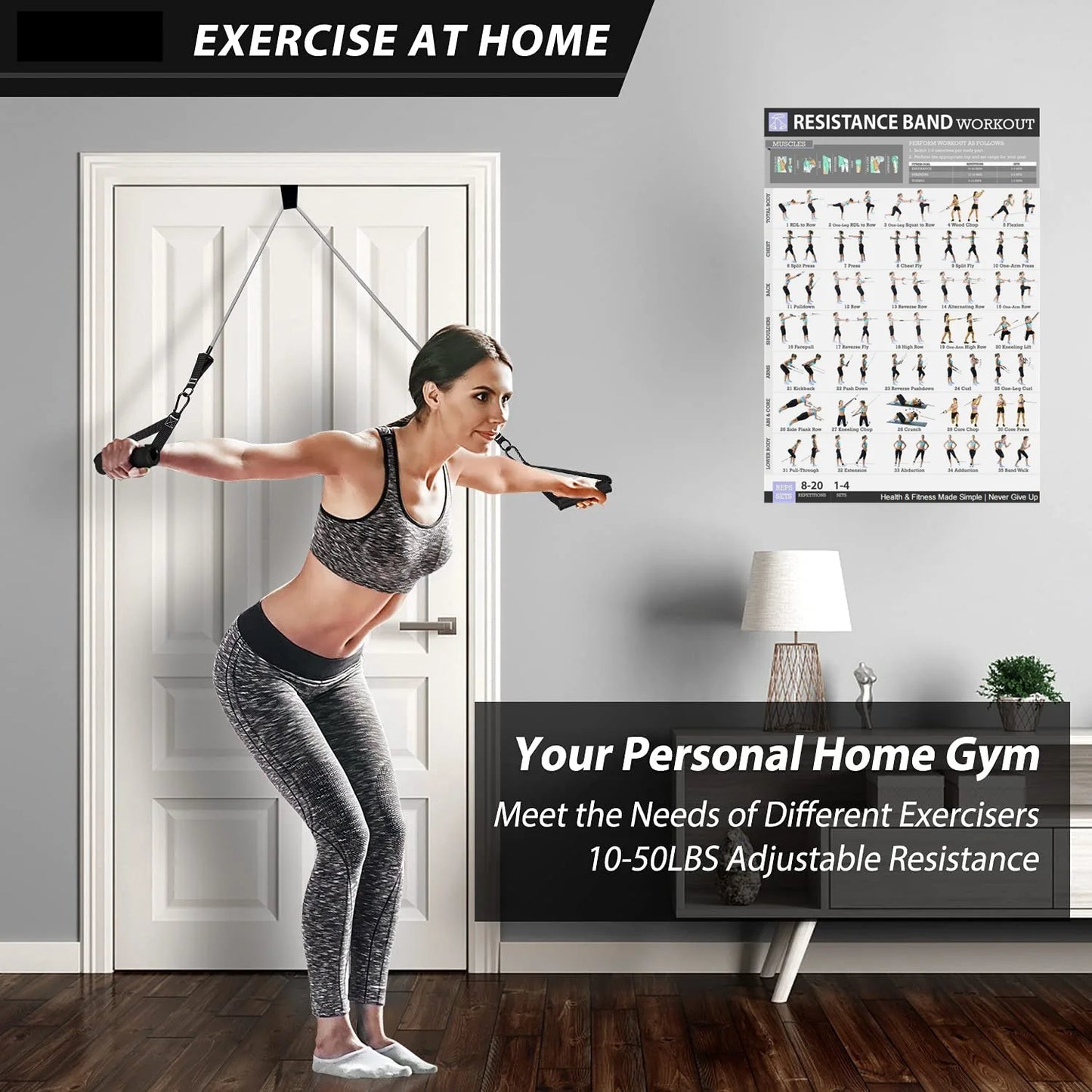 Workout Bar Resistance Bands Set – Pilates, Yoga & Home Gym Training Equipment