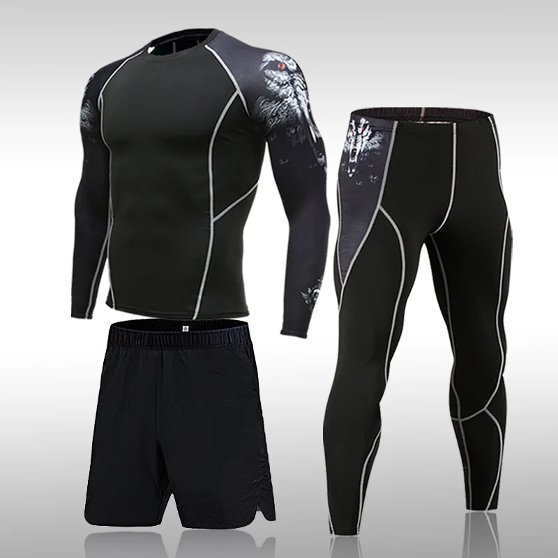 Men’s Compression Sports Suit – Quick-Dry Fitness & MMA Training Set