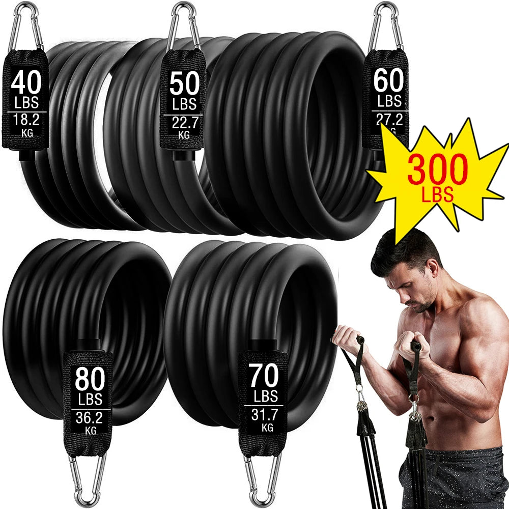 Workout Bar Resistance Bands Set – Pilates, Yoga & Home Gym Training Equipment