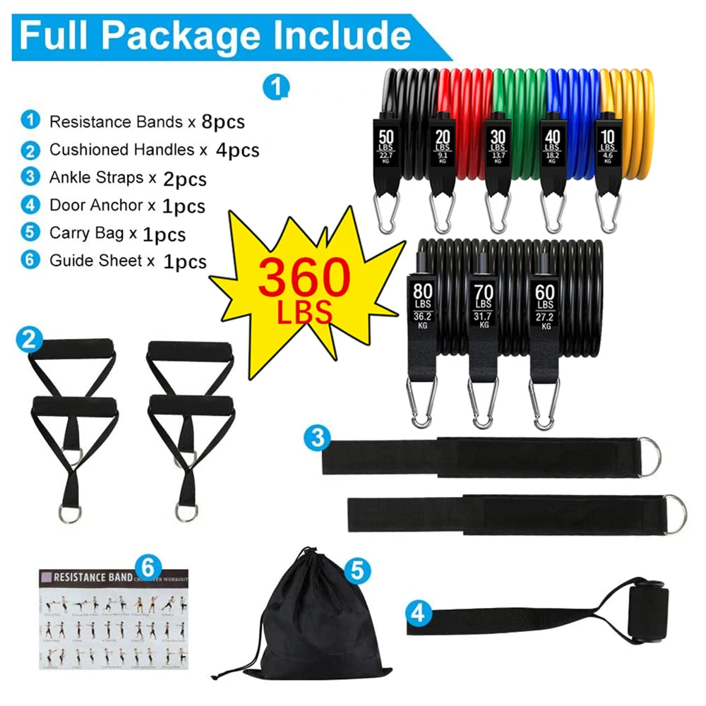 Workout Bar Resistance Bands Set – Pilates, Yoga & Home Gym Training Equipment