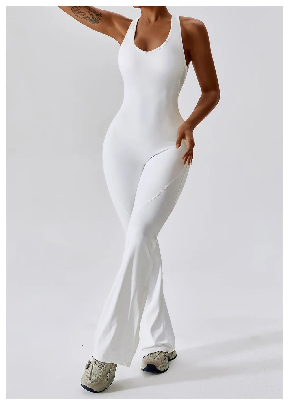 Women’s Solid Yoga Jumpsuit – One Piece Butt-Lifting Fitness Bodysuit