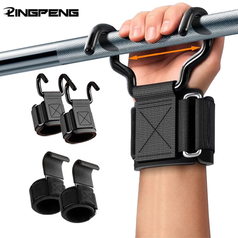 Weight Lifting Hook Grips with Wrist Wraps – Heavy Duty Gym Lifting Straps for Pull-Ups & Powerlifting