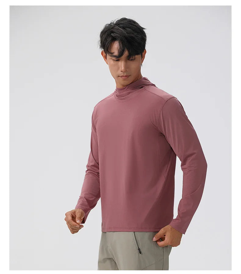 Men's Compression Hooded Long Sleeve Fitness T-Shirt – Running, Gym & Workout Performance Top