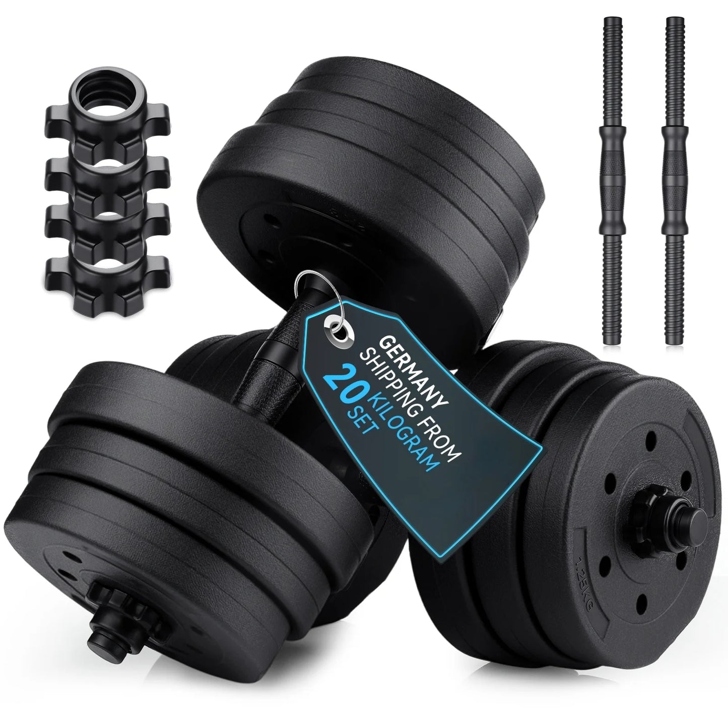Adjustable Dumbbell Set – 20kg Home Gym Weights for Strength Training