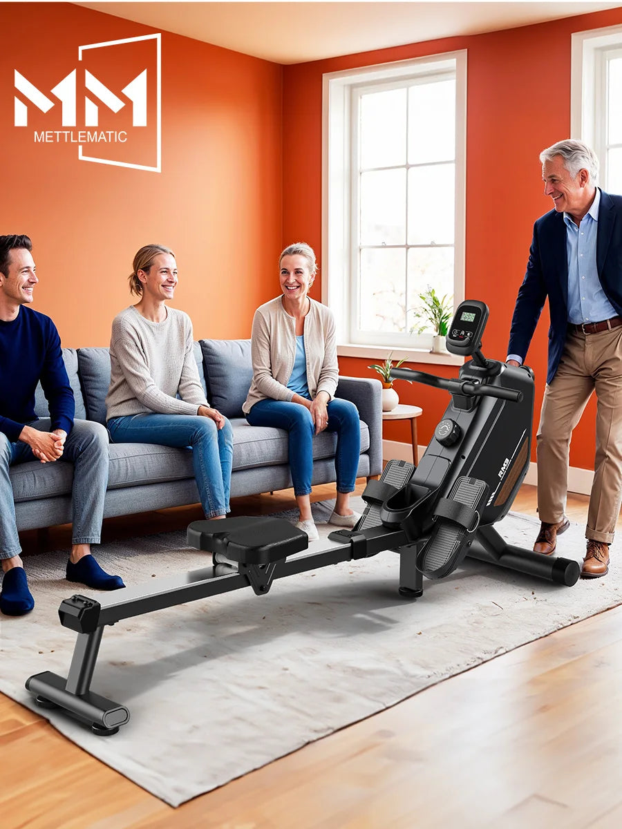 MettleMatic RM3 Foldable Rowing Machine – Magnetic Resistance Home Cardio Trainer