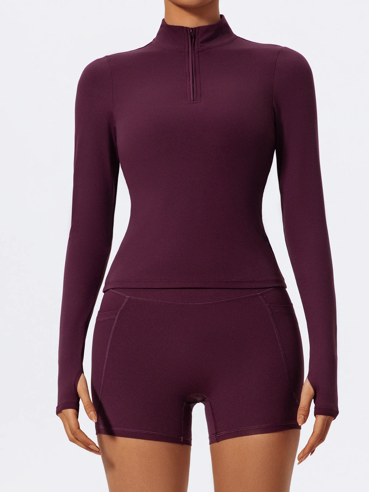 Women's 2-Piece Half-Zip Yoga Set – Long Sleeve Sports Top & Flared Workout Pants