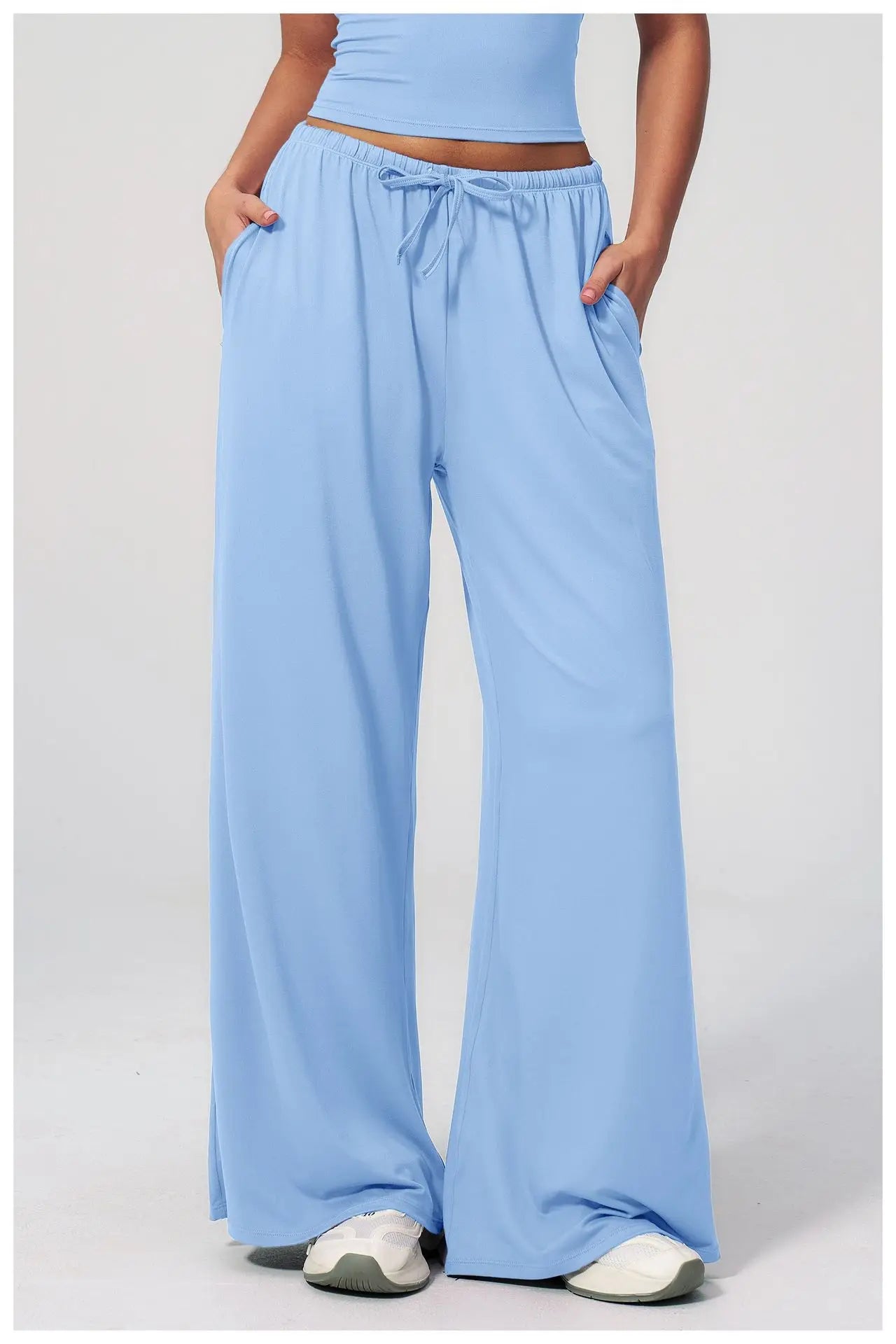 Yoga Pants Brushed Sports Pants Women's Hanging Wide Leg Loose Casual Pants Sports Running Fitness Elastic Drawstring Pants