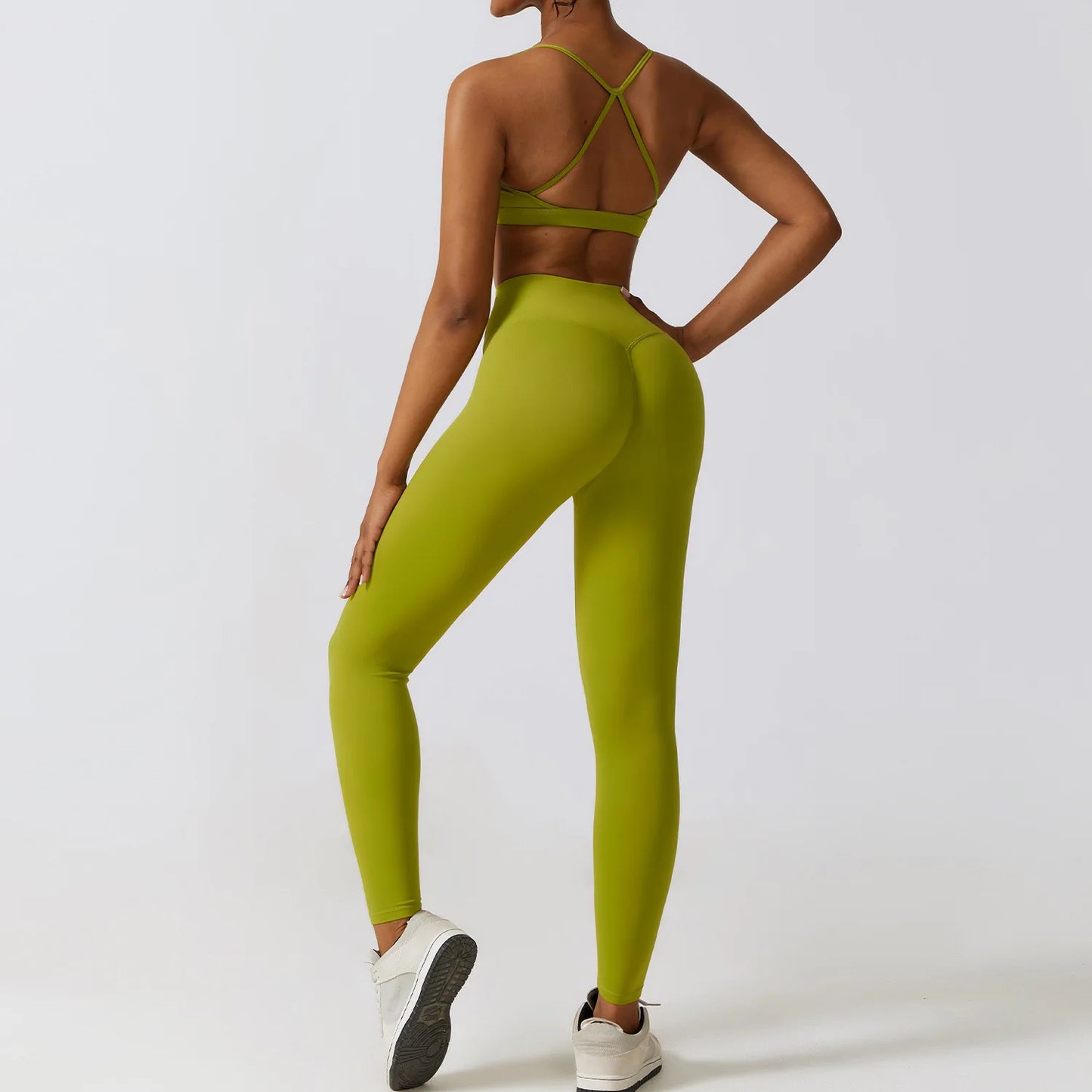 Women's Sportswear Yoga Set Seamless Fitness Bra Crop Top Long Sleeve Workout Clothes Athletic Wear Gym Legging for Running Fitness