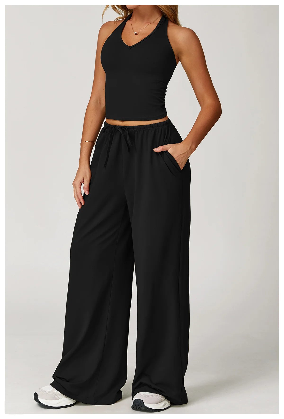 Yoga Pants Brushed Sports Pants Women's Hanging Wide Leg Loose Casual Pants Sports Running Fitness Elastic Drawstring Pants