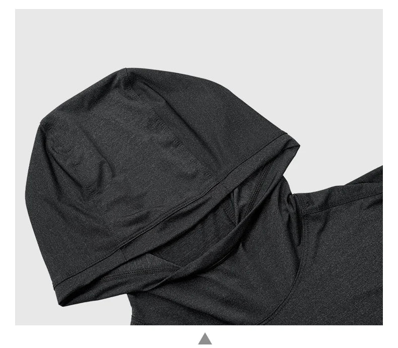 Men's Compression Hooded Long Sleeve Fitness T-Shirt – Running, Gym & Workout Performance Top