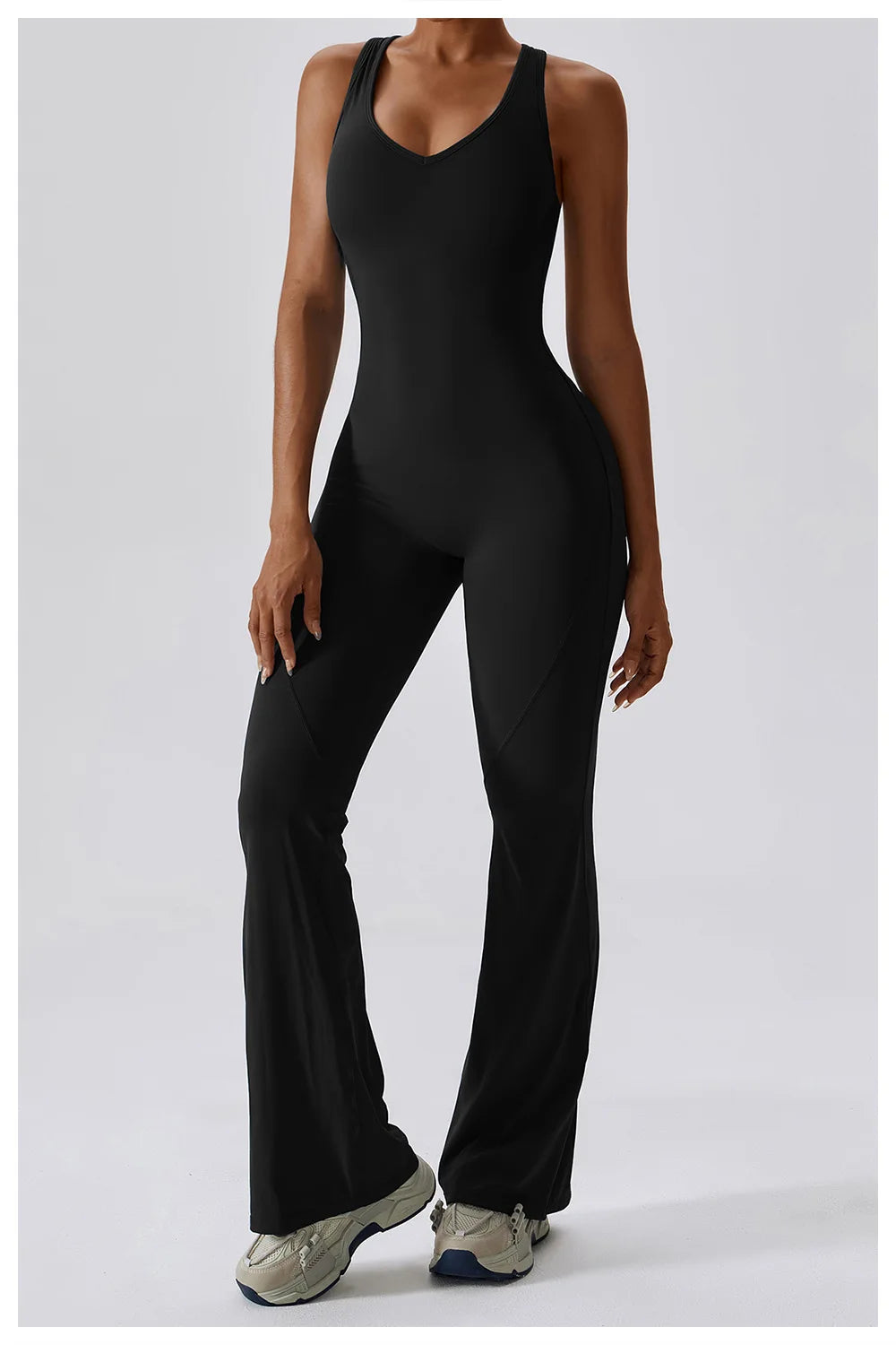 Women’s Solid Yoga Jumpsuit – One Piece Butt-Lifting Fitness Bodysuit