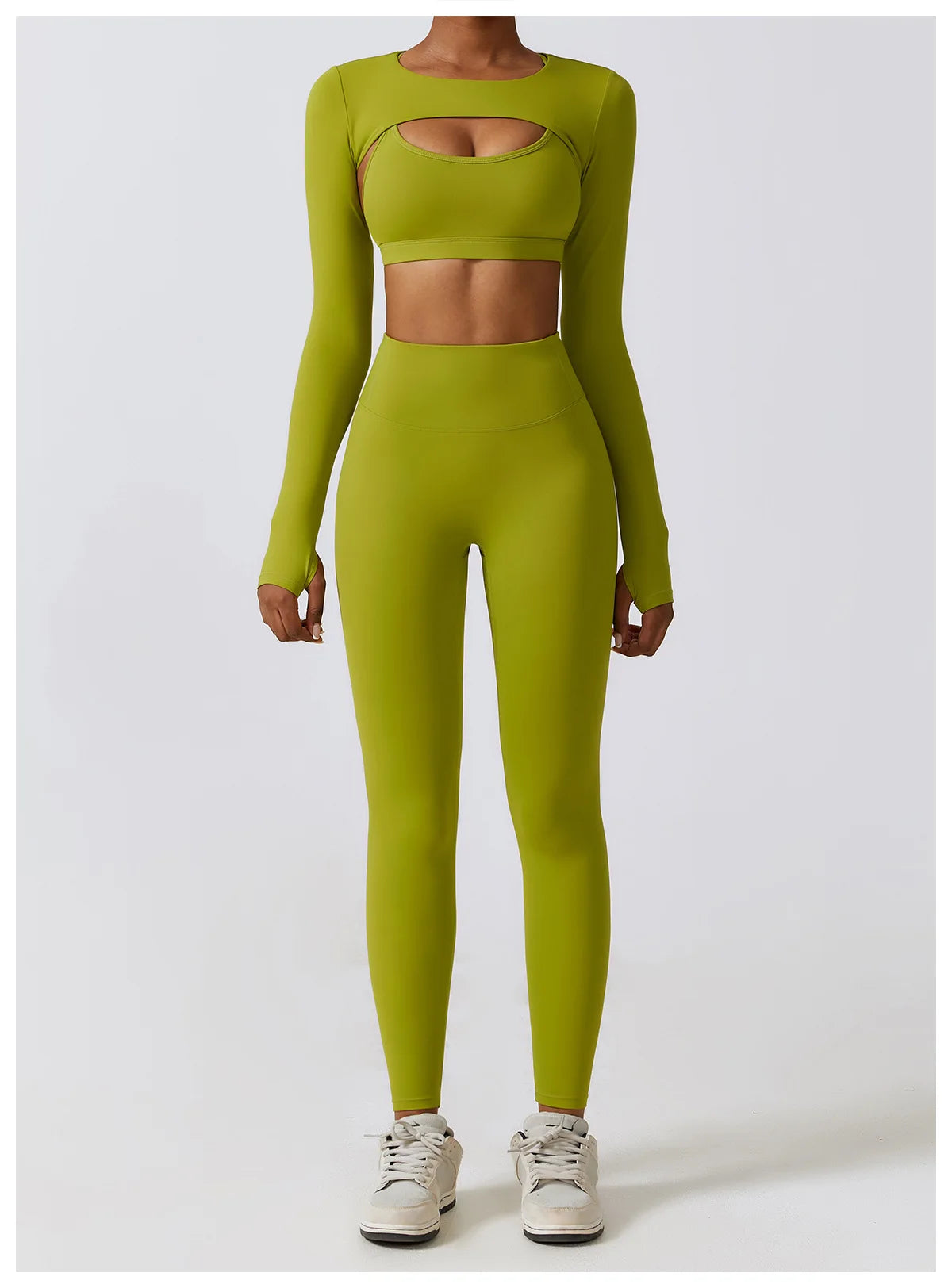 Women's Sportswear Yoga Set Seamless Fitness Bra Crop Top Long Sleeve Workout Clothes Athletic Wear Gym Legging for Running Fitness
