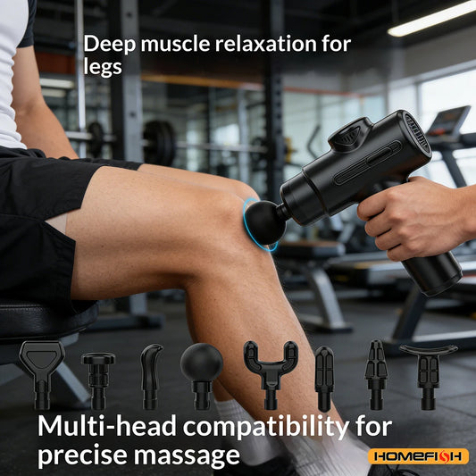 Electric Deep Tissue Massage Gun – 8 Interchangeable Heads for Full Body Recovery